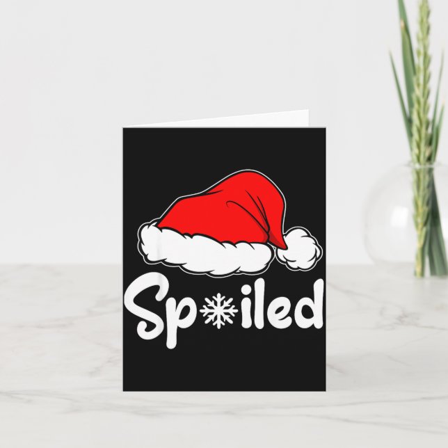 Siled Broke Santa Hat Christmas Matching Pajamas  Card (Front)