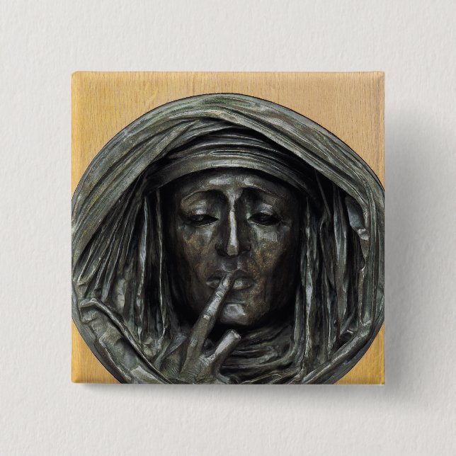 Silence, 1848 2 inch square button (Front)