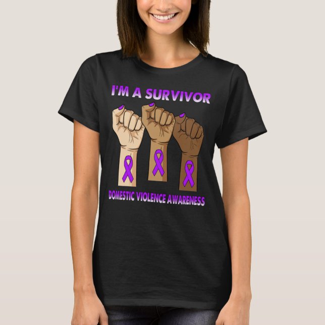 Silence Hand I’m A Survivor Domestic Violence  T-Shirt (Front)