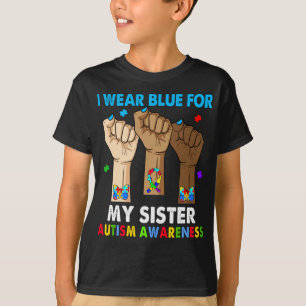 Silence Hand I Wear Blue For My Sister Autism T-Shirt