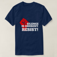 "Silence is Consent" with clenched fist