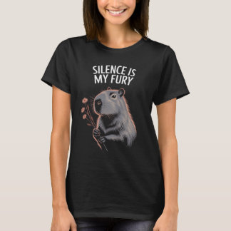 Silence Is My Fury Capybara Holding Flowers Funny T-Shirt