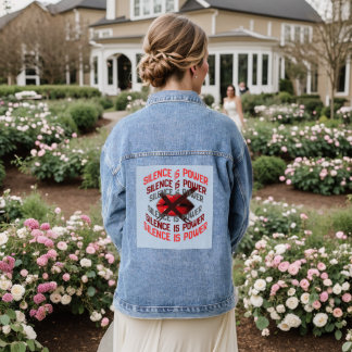 Silence Is Power Bold Typography Art Denim Jacket