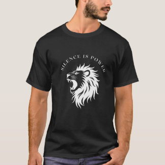 Silence Is Power – Minimal Lion Logo Chest Print T T-Shirt