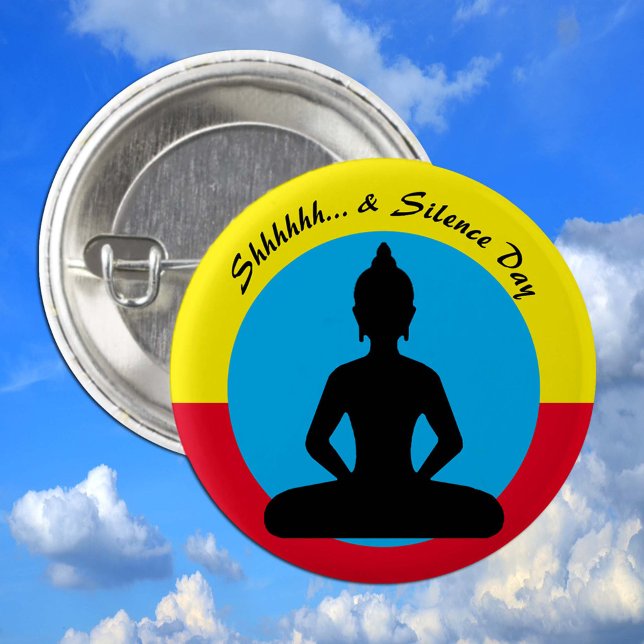 Silence & Meditation Day/Buddha, Mindfulness 2 Inch Round Button (Creator Uploaded)