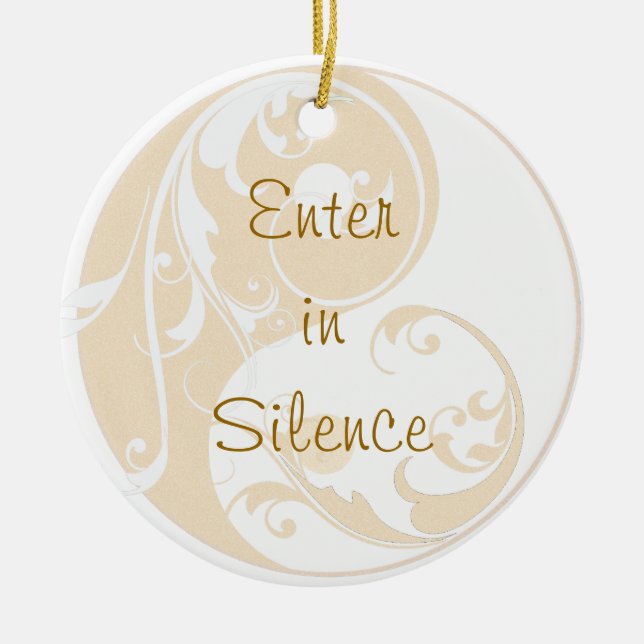 Silence Please Yin and Yang Door Hanger Ceramic Ornament (Front)