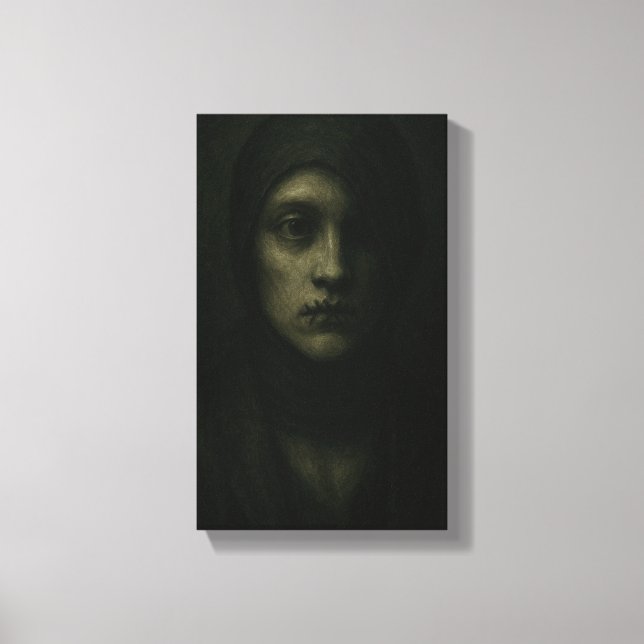 Silenced Soul – Dark Symbolic Portrait Canvas Print (Front)