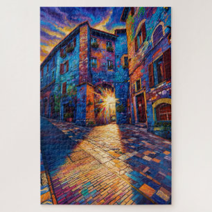 Silent Alley Colorful Assisi Art Jigsaw Puzzle
