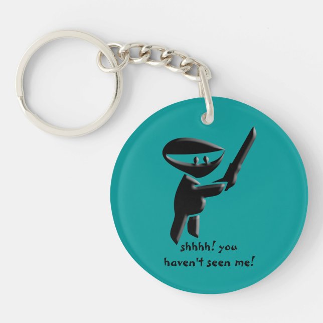 Silent black ninja assassin, armed and dangerous keychain (Front)