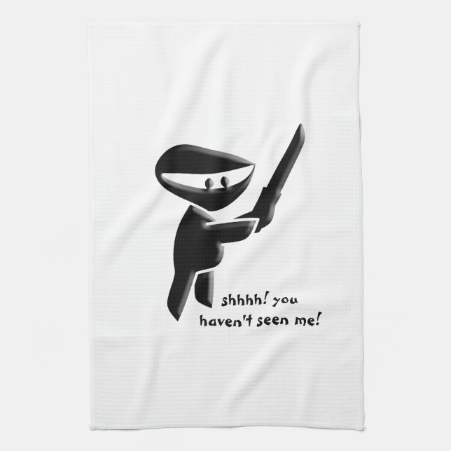 Silent black ninja assassin, armed and dangerous kitchen towel (Vertical)