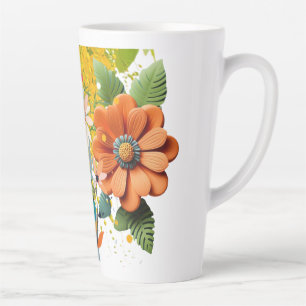 Silent Bloom Sculpted Petals Floral Reverie Ember  Latte Mug