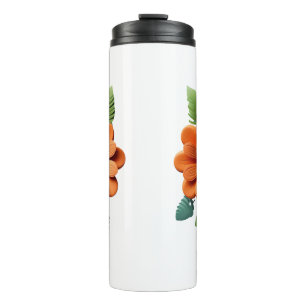 Silent Bloom Sculpted Petals Floral Reverie Ember  Thermal Tumbler