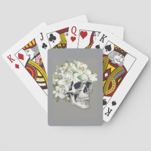 Silent Bloom: Skull & White Lilies Playing Cards