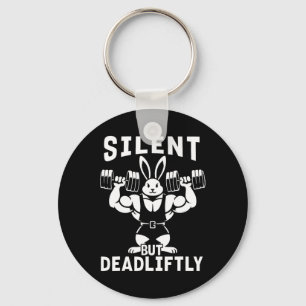 Silent But Deadliftly Funny Rabbit Weightlifting F Keychain