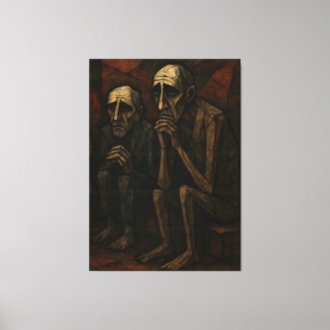 Silent Companions" | Cubist & Expressionist . Canvas Print (Front)