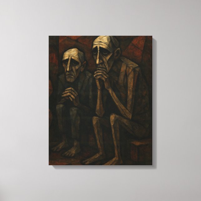Silent Companions" | Cubist & Expressionist . Canvas Print (Front)