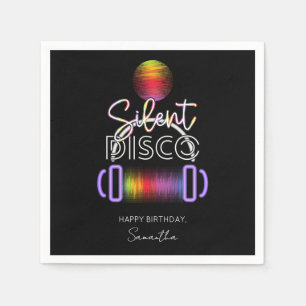Silent Disco Neon Headphones Adult Birthday Party Napkin