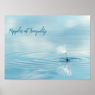 Silent Drift: Dandelion Seed on Water Poster