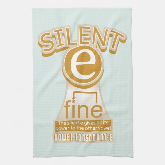 Silent E English Language Phonics Rule Kitchen Towel (Vertical)