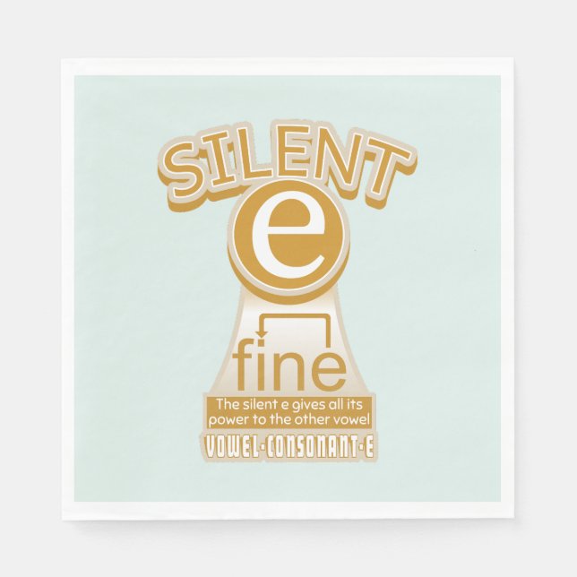 Silent E English Language Phonics Rule Napkin (Front)