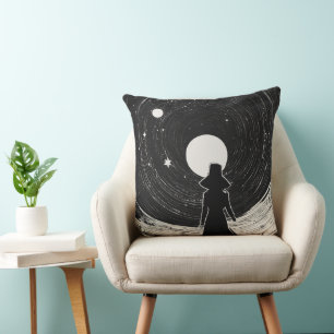 Silent Film Era Stars Cartoon Space Art Throw Pillow