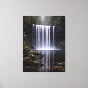 Silent Forest Waterfall – Calm Nature Landscape Canvas Print