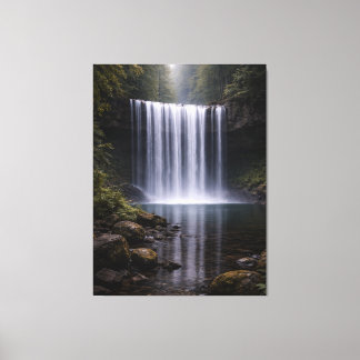 Silent Forest Waterfall – Calm Nature Landscape Canvas Print