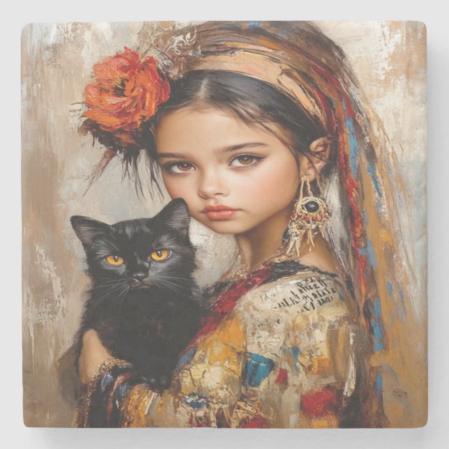 Silent Gazes Stone Coaster (Front)