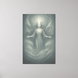 Silent Goddess of Pure Light – Ethereal White Aur Canvas Print