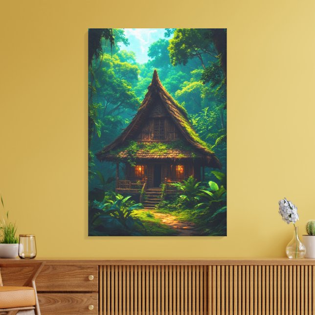 Silent House in the Tropical Forest Canvas Print (Insitu(LivingRoom))