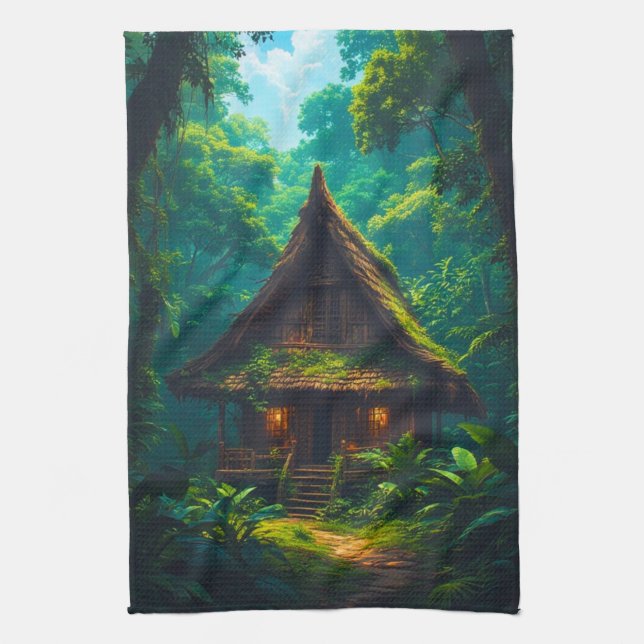 Silent House in the Tropical Forest Kitchen Towel (Vertical)