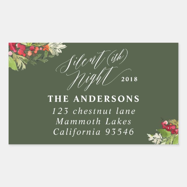Silent (ish) night Christmas holiday address label (Front)