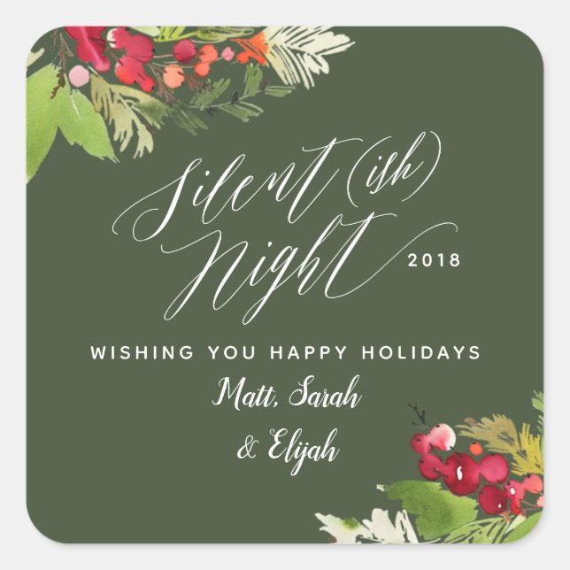 Silent (ish) night Christmas holiday Square Sticker (Front)