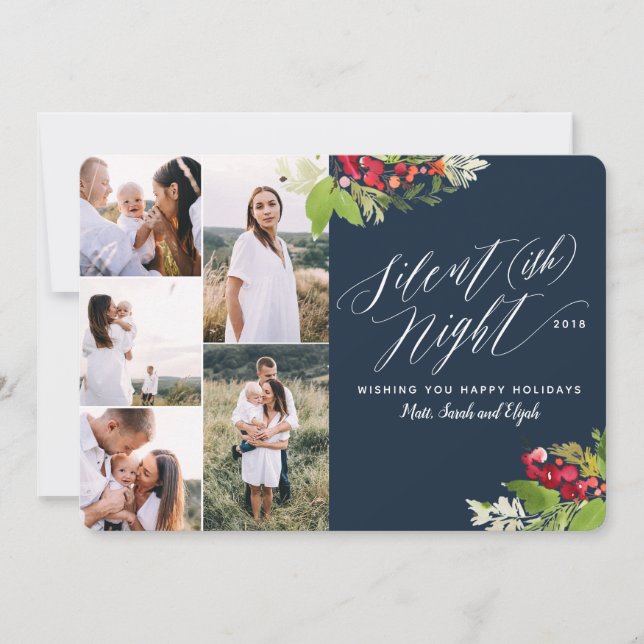 Silent (ish) night multi photo holiday card. card (Front)