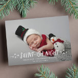 Silent-ish Night Stars Full Photo Baby Christmas Holiday Card<br><div class="desc">Featuring whimsical typography and hand-drawn stars. There is a fading gradient to highlight your text.</div>