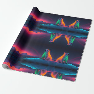 Silent Majesty: Polar Bear Under Northern Lights Wrapping Paper