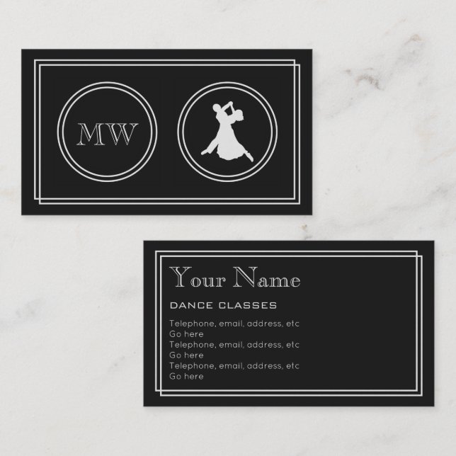 "Silent Movie" Dance Business Cards (Front/Back)