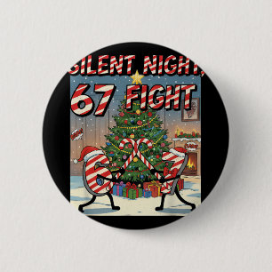 Silent Night 67 Fight Christmas Cartoon Tee 2 Inch Round Button