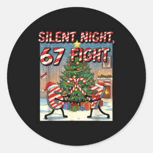 Silent Night 67 Fight Christmas Cartoon Tee  Classic Round Sticker