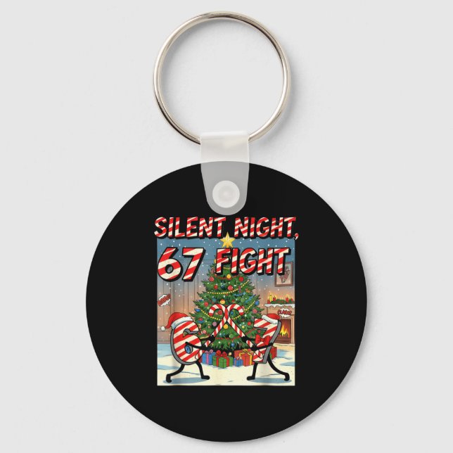 Silent Night 67 Fight Christmas Cartoon Tee  Keychain (Front)