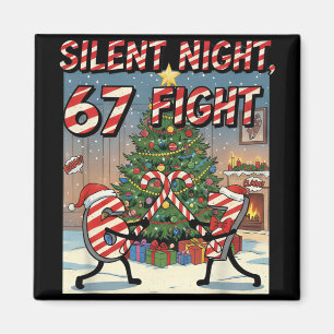 Silent Night 67 Fight Christmas Cartoon Tee Magnet