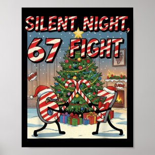Silent Night 67 Fight Christmas Cartoon Tee Poster