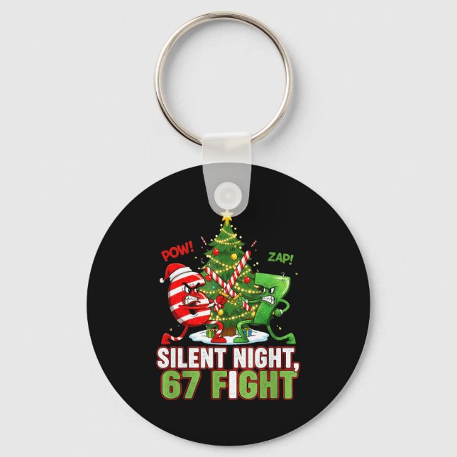 Silent Night 67 Fight Funny Christmas  Keychain (Front)