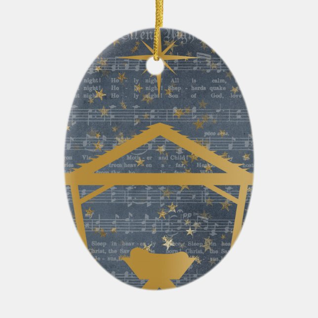 Silent Night Baby Jesus Christmas Personalized Ceramic Ornament (Front)