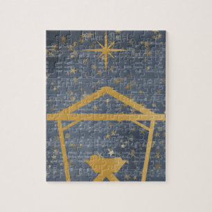 Silent Night Baby Jesus in the Manger Nativity Jigsaw Puzzle