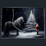 Silent Night - Beautiful Horse and Santa Christmas Large Gift Bag<br><div class="desc">Silent Night - Beautiful Horse and Santa Christmas Large Gift Bag</div>