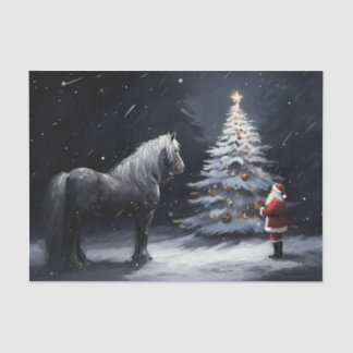 Silent Night - Beautiful Horse and Santa Christmas Tissue Paper
