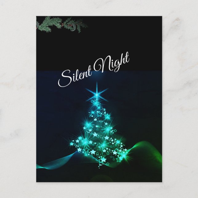 'Silent Night' Blue Stars Postcard (Front)