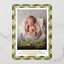 Silent Night | Christmas Baby Photo Plaid Pattern