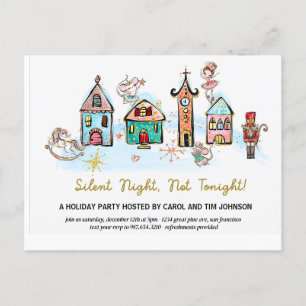 Silent night - christmas party pajama  invitation postcard